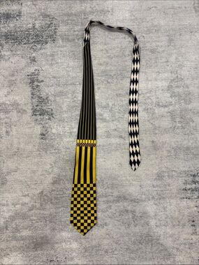 Versace Black and Yellow Checker Silk Tie